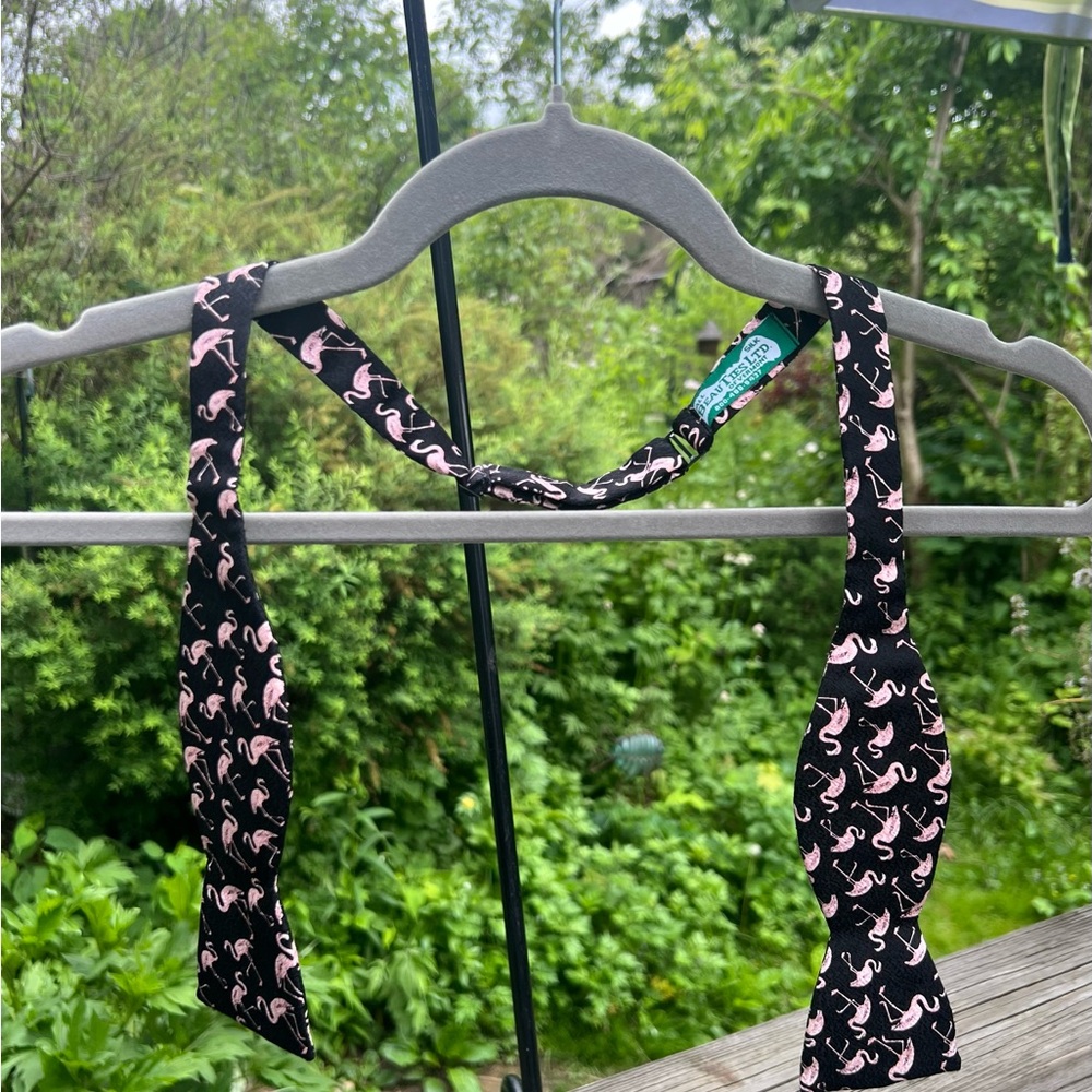All Beau Ties LTD of Vermont Flamingo Bow tie All Silk Adjustable 36” Preowned
